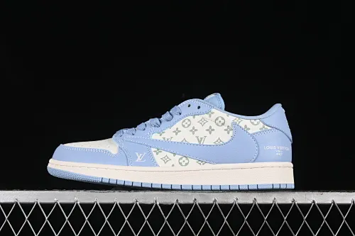 All categories Air Jordan Jordan series basketball shoes Air Jordan 1 Low High-end customized low-top sneakers Travis Scott x Fragment Design x Air Jordan 1 Low OG SP AJ1 Joe 1 LV joint-printed university blue low-top cultural casual sneakers LX1988-104